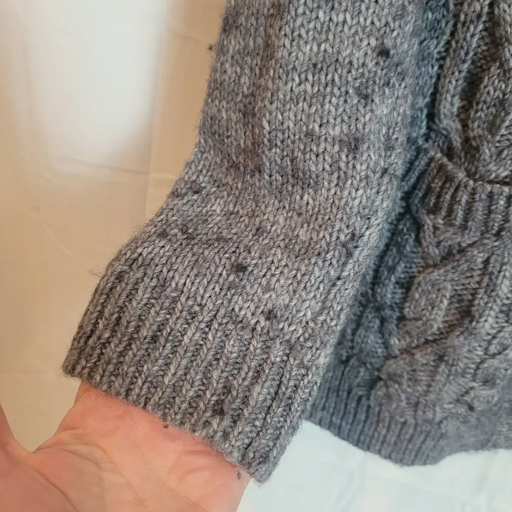 Royal Robbins Wool‎ Blend Hooded Cable Knit Cardigan Sweater Women's Large Gray